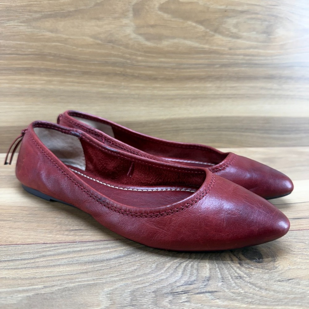 Frye Women's Dark Red Leather Ballet Flats
